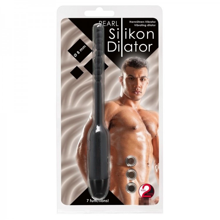 Чёрный вибростимулятор для уретры Silikon Dilator - 19 см. Чёрный вибростимулятор для уретры Silikon Dilator - 19 см.