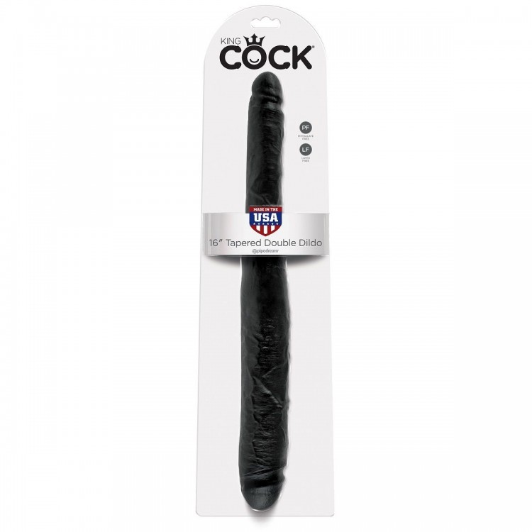 Чёрный двусторонний дилдо 16 Tapered Double Dildo - 40,6 см.