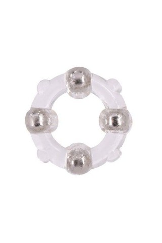 Эрекционное кольцо с 4 бусинами MENZSTUFF STUD RING CLEAR