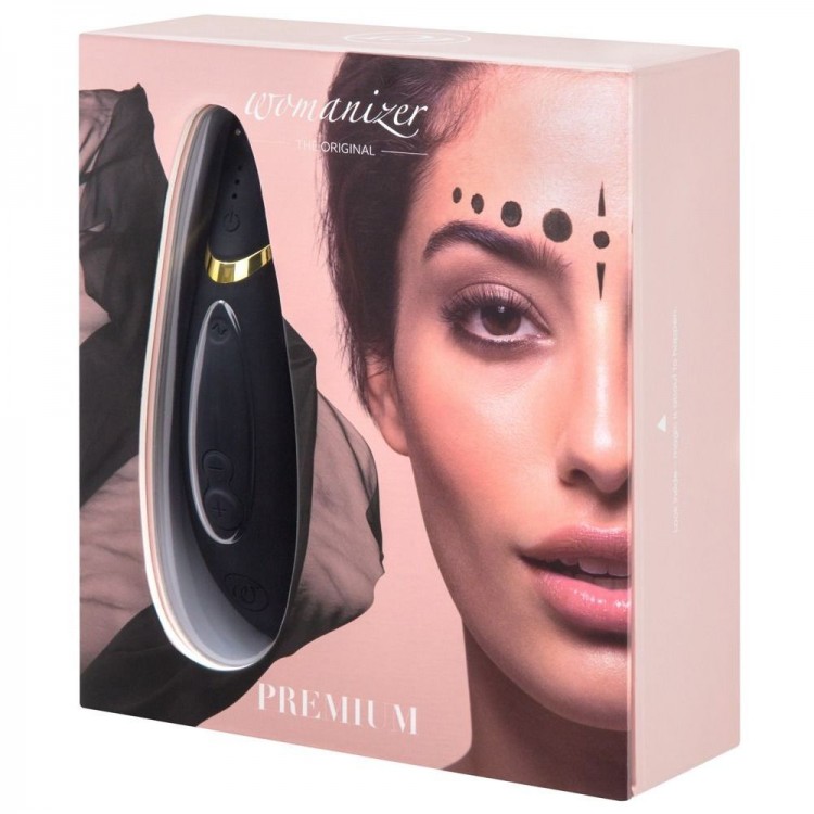 Чёрный бесконтактный клиторальный стимулятор Womanizer Premium