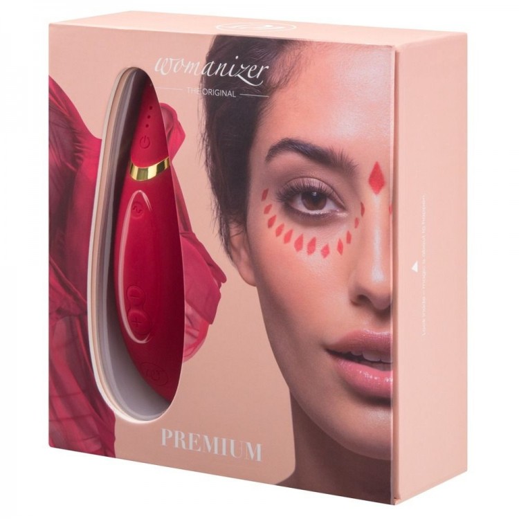 Красный бесконтактный клиторальный стимулятор Womanizer Premium