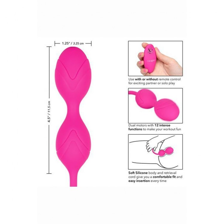 Розовые вагинальные шарики с ДУ и функцией памяти Remote Dual Motor Kegel System