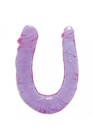 Фиолетовый двойной фаллоимитатор DOUBLE HEAD DONG - 30 см.