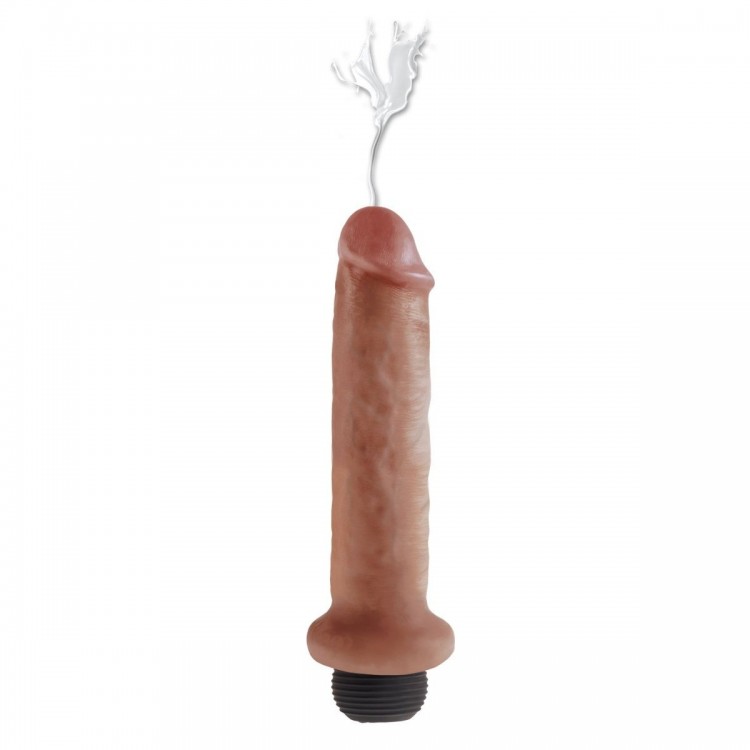 Кофейный фаллоимитатор с имитацией семяизвержения 7" Squirting Cock - 21,6 см.