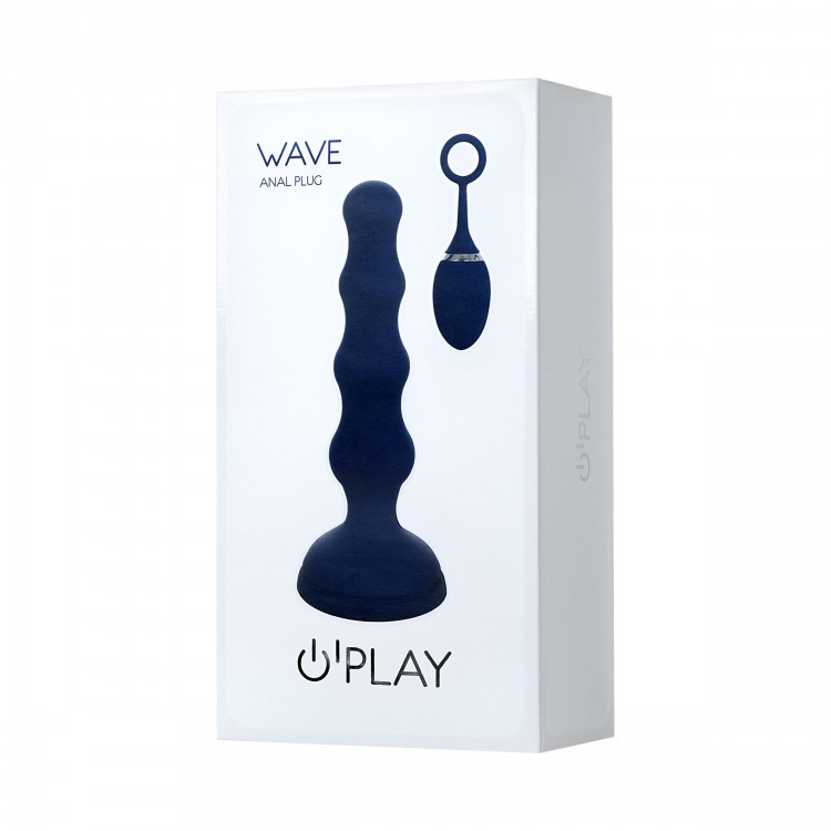 Синяя анальная вибровтулка OPlay Wave с пультом ДУ - 15,5 см.