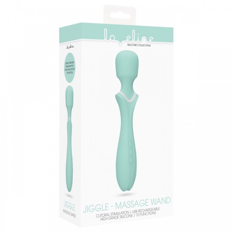 Зеленый вибромассажер-жезл Jiggle