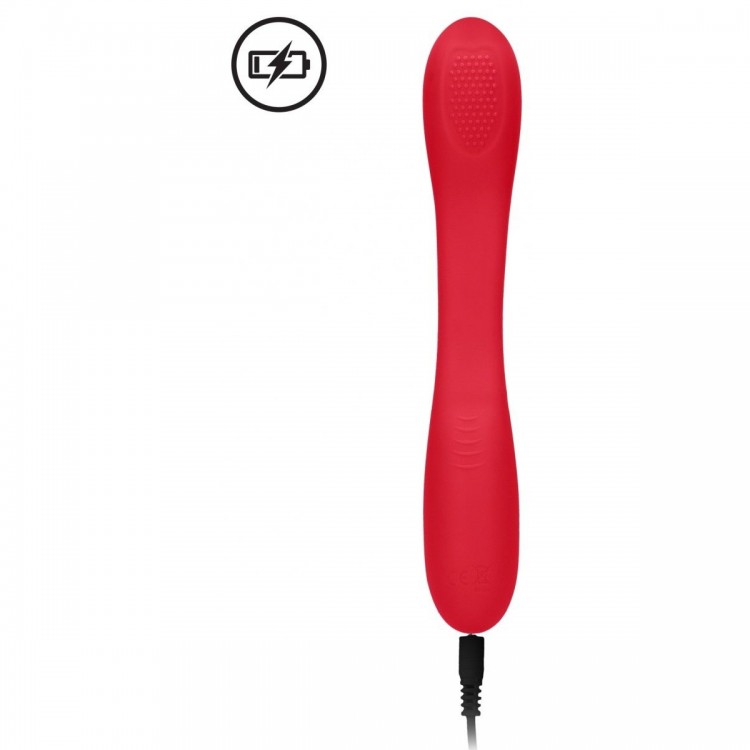 Красный двухсторонний вибратор Flex - 21,5 см.