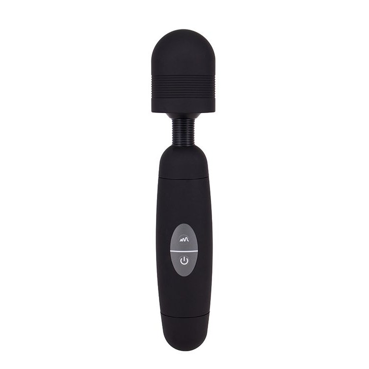 Черный жезловый вибратор POWER TIP MASSAGE WAND - 24 см.