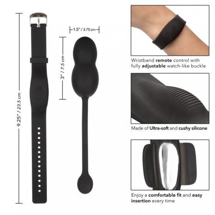 Черные вагинальные виброшарики с браслетом-пультом Wristband Remote Ultra-Soft Kegel System Черные вагинальные виброшарики с браслетом-пультом Wristband Remote Ultra-Soft Kegel System