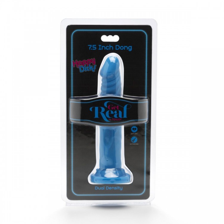 Голубой фаллоимитатор на присоске Happy Dicks Dong 7.5 inch - 19 см.