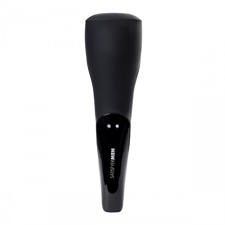 Чёрный нереалистичный мастурбатор с вибрацией Satisfyer Men Wand