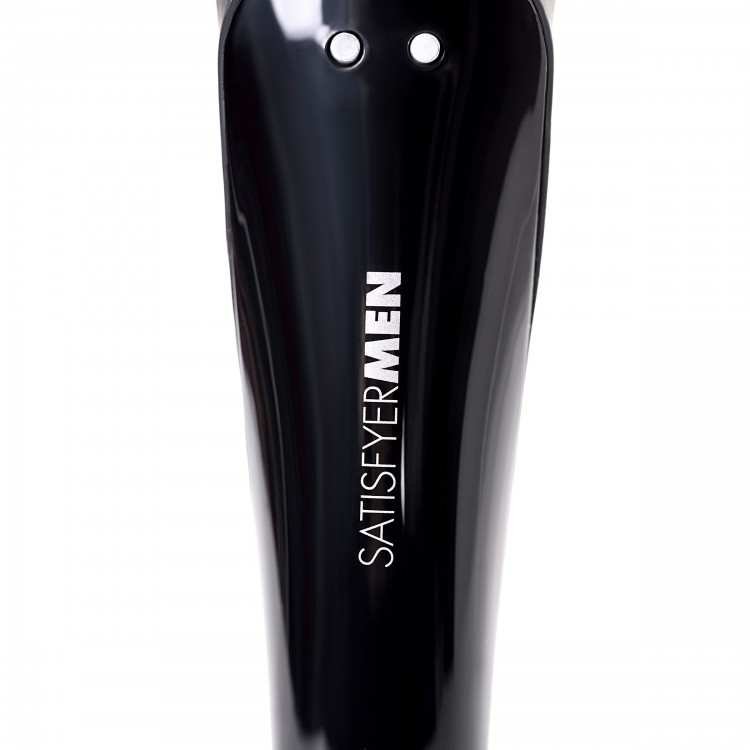 Чёрный нереалистичный мастурбатор с вибрацией Satisfyer Men Wand