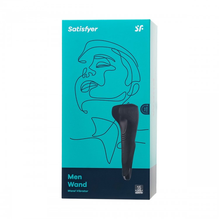 Чёрный нереалистичный мастурбатор с вибрацией Satisfyer Men Wand