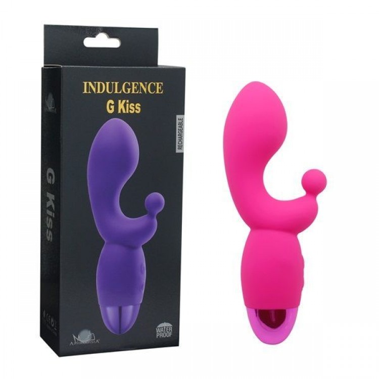 Розовый вибратор INDULGENCE Rechargeable G Kiss - 16,5 см.