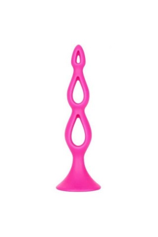 Розовая анальная елочка Silicone Triple Probe - 14,5 см.