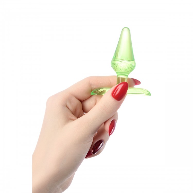 Зеленая анальная втулка с ограничителем - 6,5 см. Зеленая анальная втулка с ограничителем - 6,5 см.