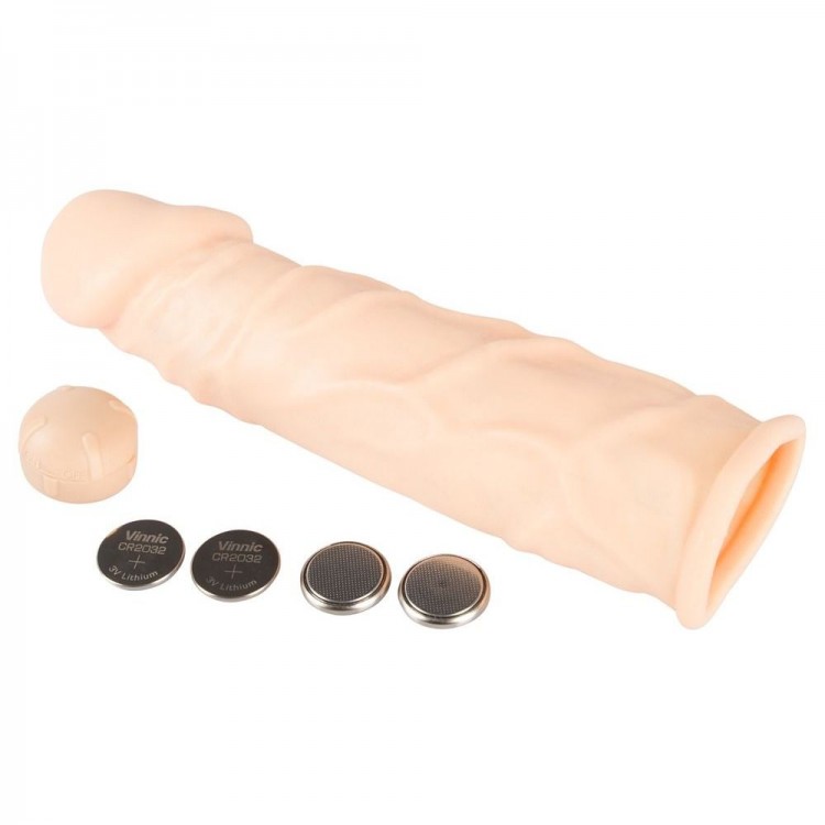 Телесная удлиняющая насадка с вибрацией Silicone Extension Vibrating - 19 см. Телесная удлиняющая насадка с вибрацией Silicone Extension Vibrating - 19 см.