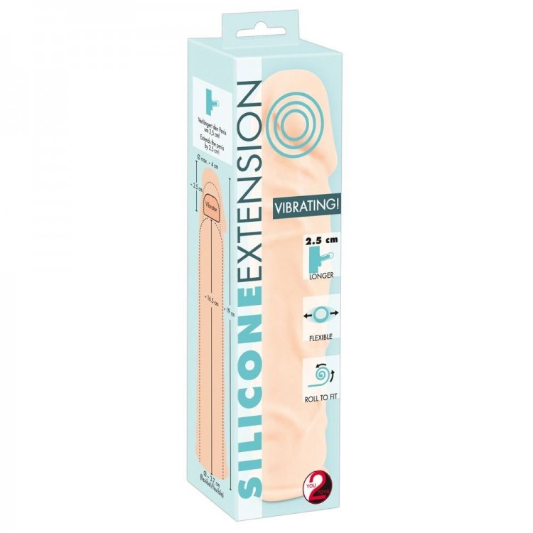 Телесная удлиняющая насадка с вибрацией Silicone Extension Vibrating - 19 см. Телесная удлиняющая насадка с вибрацией Silicone Extension Vibrating - 19 см.