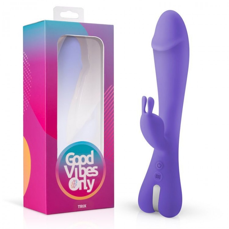 Фиолетовый вибратор-кролик Trix Rabbit Vibrator - 22,5 см. Фиолетовый вибратор-кролик Trix Rabbit Vibrator - 22,5 см.
