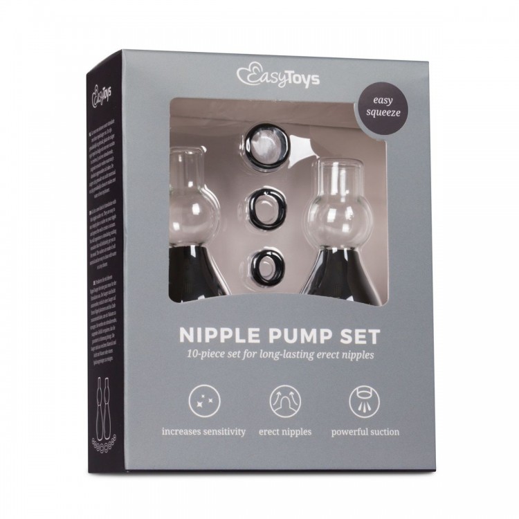 Черные вакуумные стимуляторы для сосков Nipple Pump Set Черные вакуумные стимуляторы для сосков Nipple Pump Set
