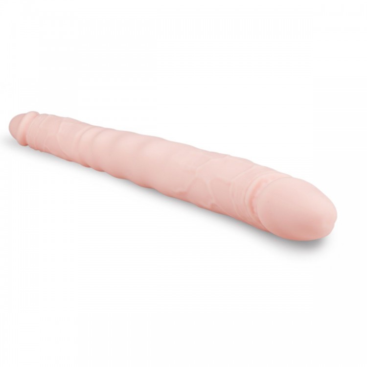 Телесный двусторонний фаллоимитатор Double End Dildo - 30 см.