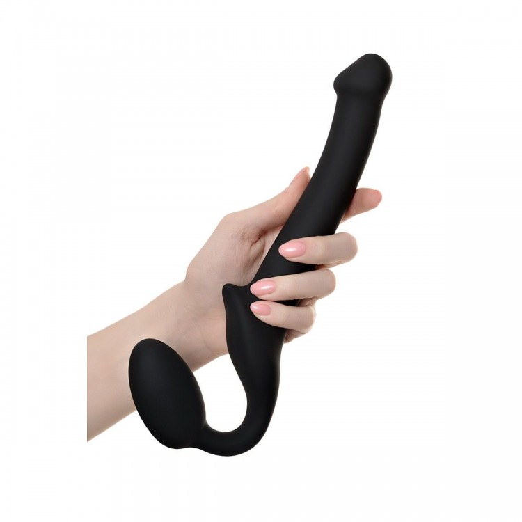 Черный безремневой страпон Silicone Bendable Strap-On S