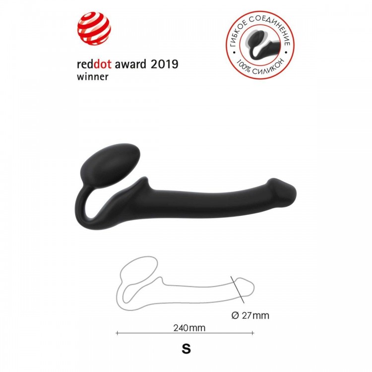 Черный безремневой страпон Silicone Bendable Strap-On S