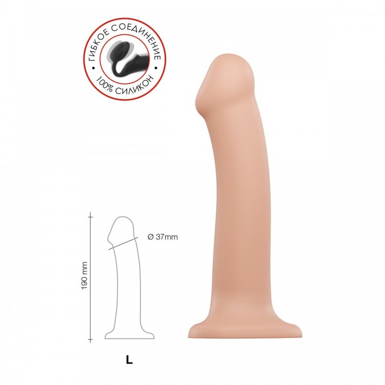 Телесный фаллос на присоске Silicone Bendable Dildo L - 19 см.