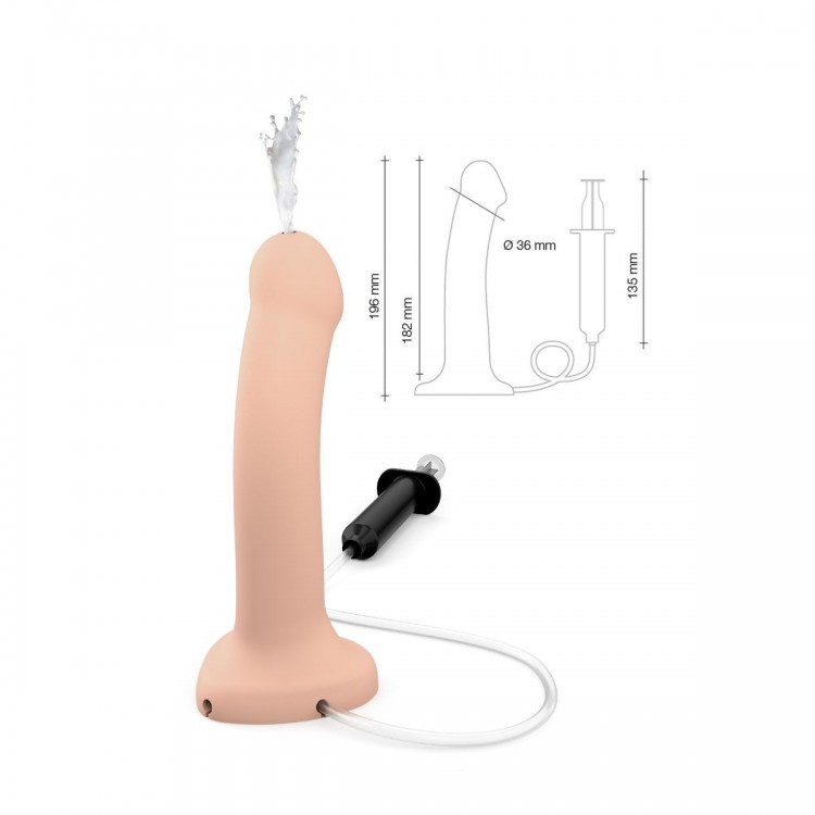 Телесный фаллос с имитацией эякуляции Silicon Cum Dildo L - 19,6 см.