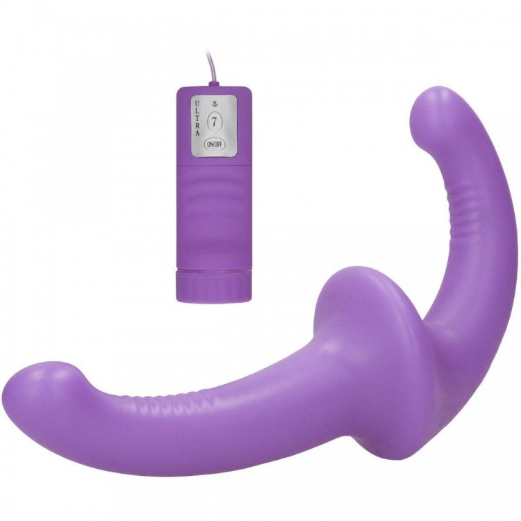 Фиолетовый безремневой вибрострапон с пультом управления Vibrating Silicone Strapless Strapon Фиолетовый безремневой вибрострапон с пультом управления Vibrating Silicone Strapless Strapon