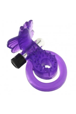 Эрекционное кольцо с вибрацией COCK&BALL RING BUTTERFLY JELLY VIBE