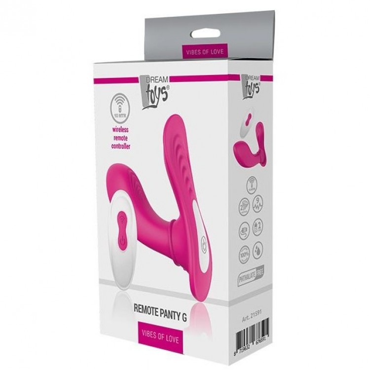 Ярко-розовый клиторальный стимулятор REMOTE PANTY G