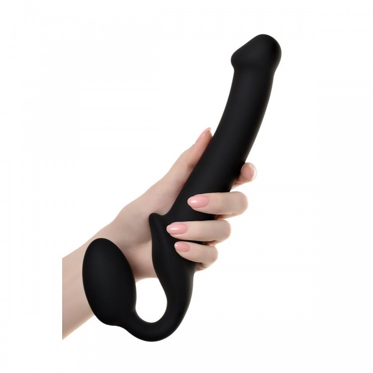 Черный безремневой страпон Silicone Bendable Strap-On M