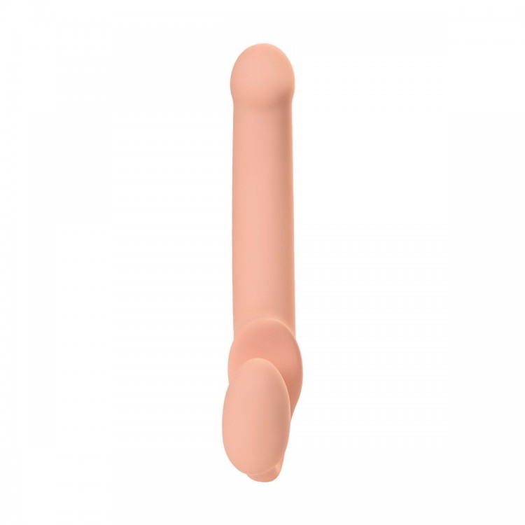Телесный безремневой страпон Silicone Bendable Strap-On L