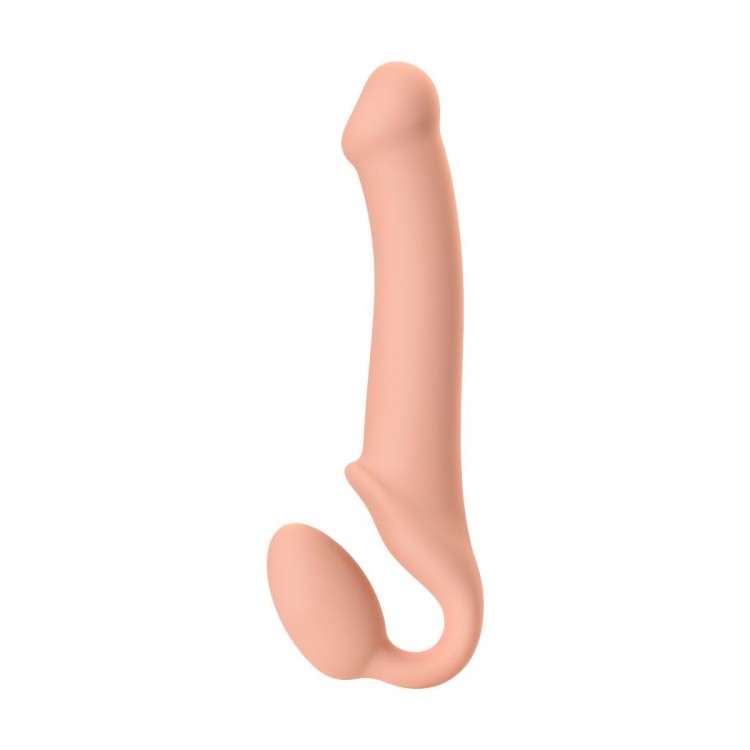 Телесный безремневой страпон Silicone Bendable Strap-On L