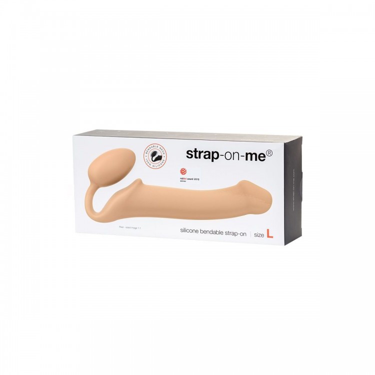 Телесный безремневой страпон Silicone Bendable Strap-On L