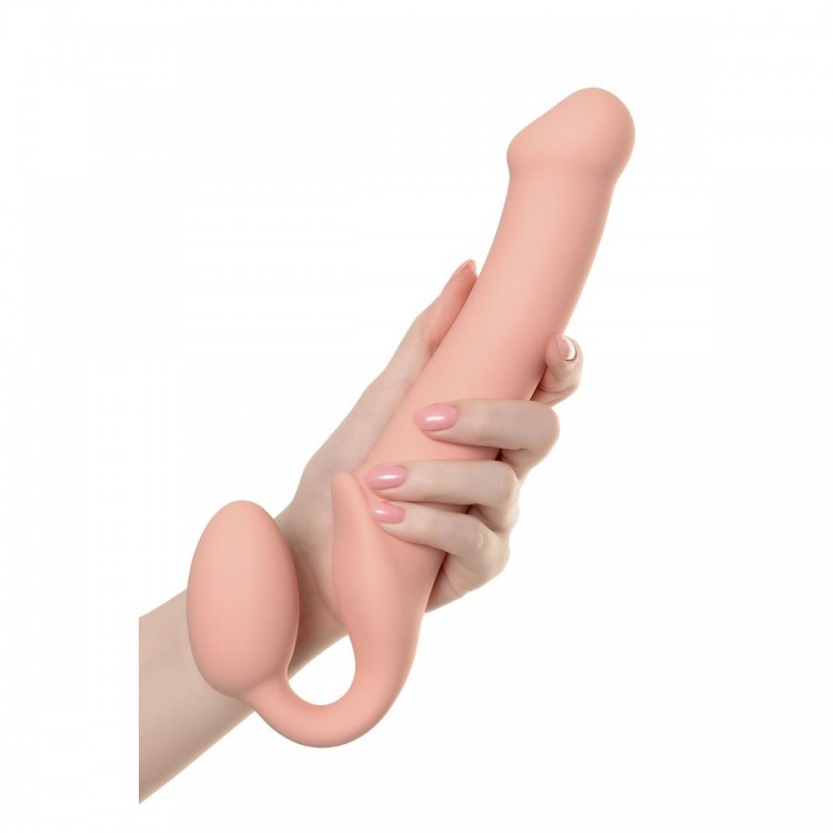 Телесный безремневой страпон Silicone Bendable Strap-On L