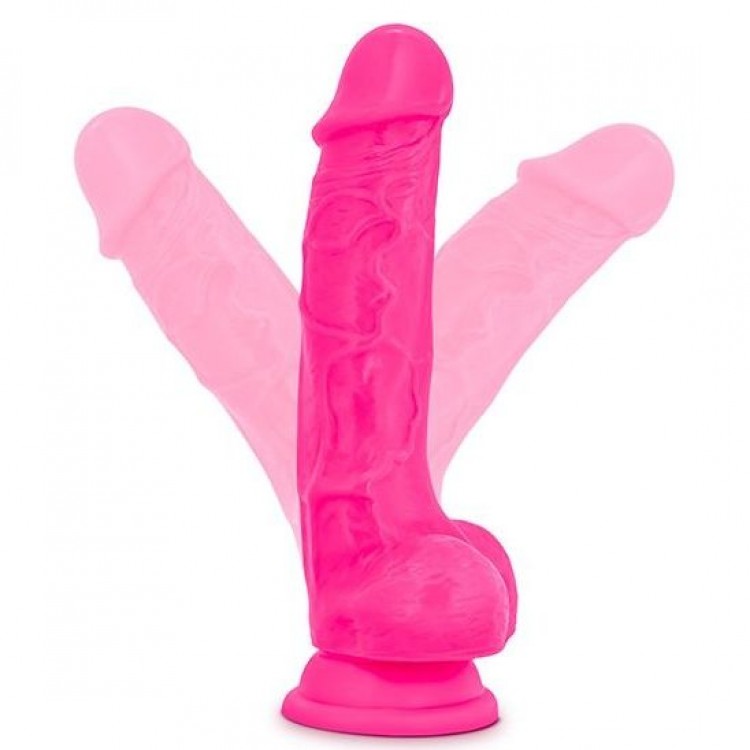 Розовый реалистичный фаллоимитатор на присоске NEO 7.5INCH DUAL DENSITY COCK W. BALLS - 19 см.