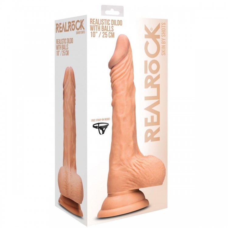 Телесный фаллоимитатор Realistic Dildo With Balls - 25 см.