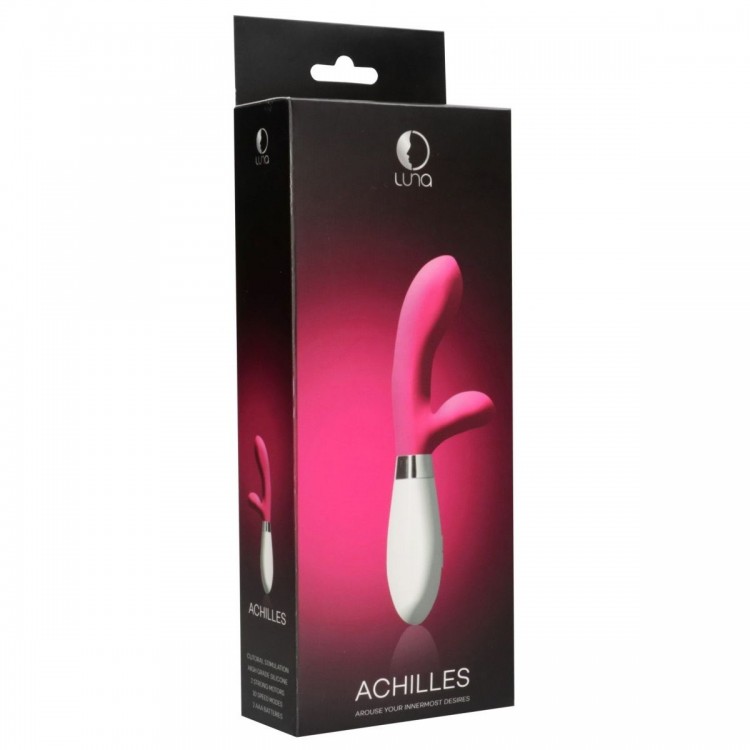 Розовый вибратор-кролик Achilles - 20,5 см.