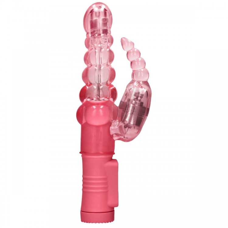 Розовый вибратор-кролик Rotating Bubbles - 23,2 см.