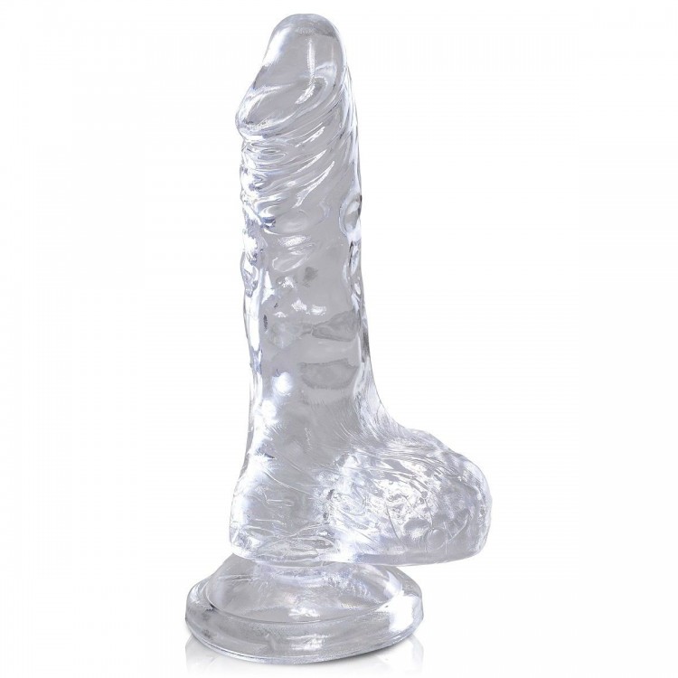 Прозрачный фаллоимитатор King Cock Clear 4" Cock with Balls - 12,7 см.