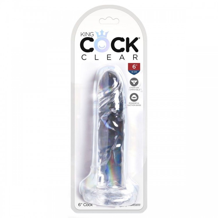 Прозрачный фаллоимитатор King Cock Clear 6 Cock - 18,4 см.