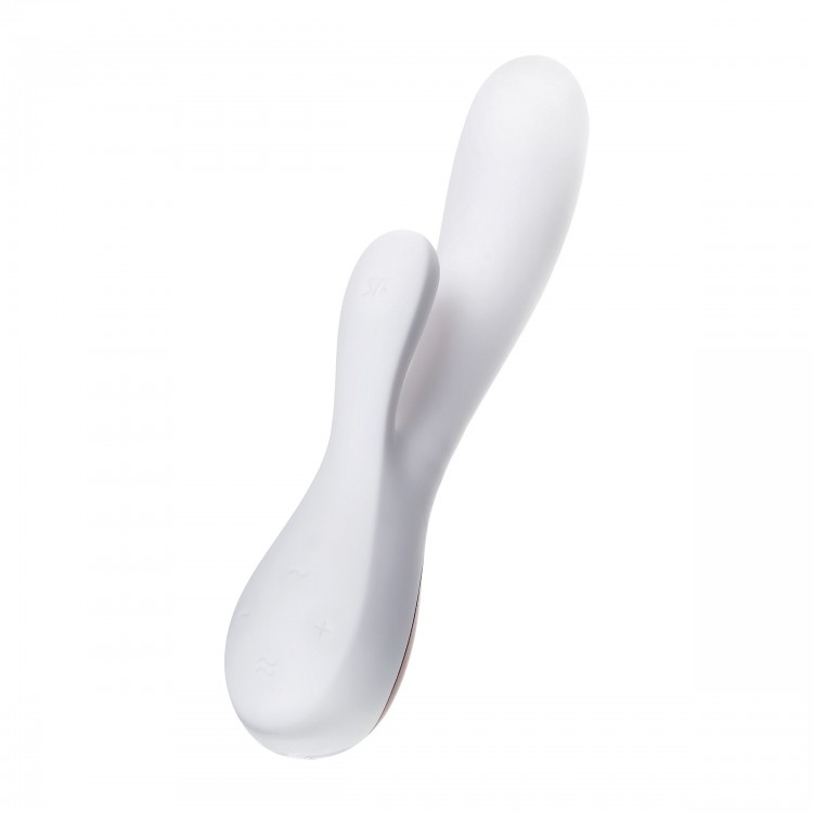 Белый вибратор-кролик Satisfyer Mono Flex с управлением через приложение - 20,4 см.
