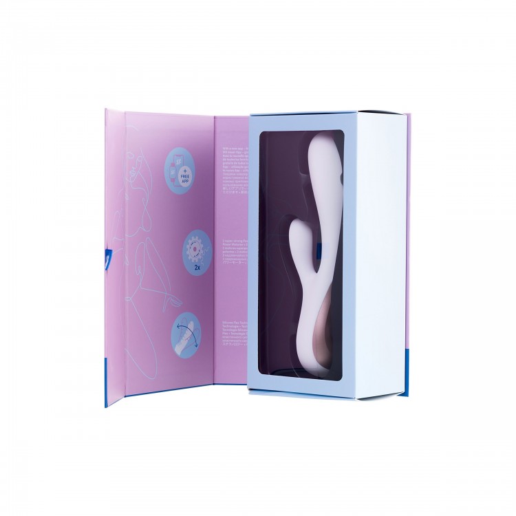Белый вибратор-кролик Satisfyer Mono Flex с управлением через приложение - 20,4 см.