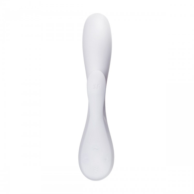 Белый вибратор-кролик Satisfyer Mono Flex с управлением через приложение - 20,4 см.