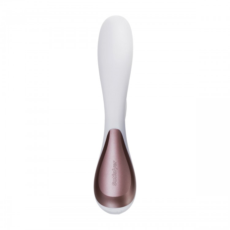 Белый вибратор-кролик Satisfyer Mono Flex с управлением через приложение - 20,4 см.