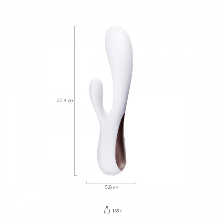 Белый вибратор-кролик Satisfyer Mono Flex с управлением через приложение - 20,4 см.