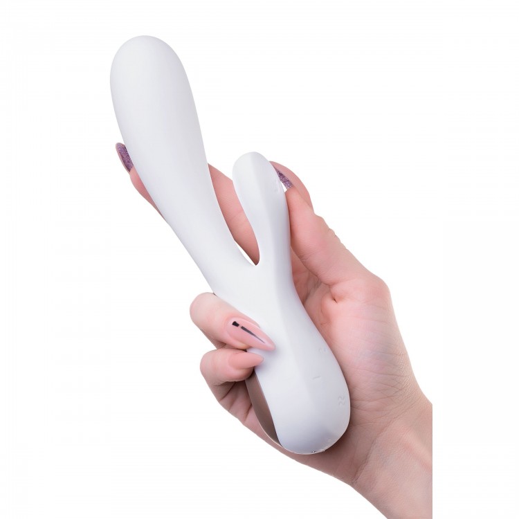 Белый вибратор-кролик Satisfyer Mono Flex с управлением через приложение - 20,4 см.