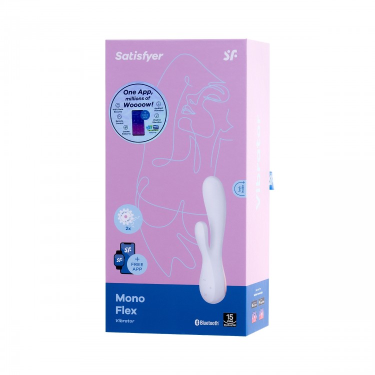 Белый вибратор-кролик Satisfyer Mono Flex с управлением через приложение - 20,4 см.